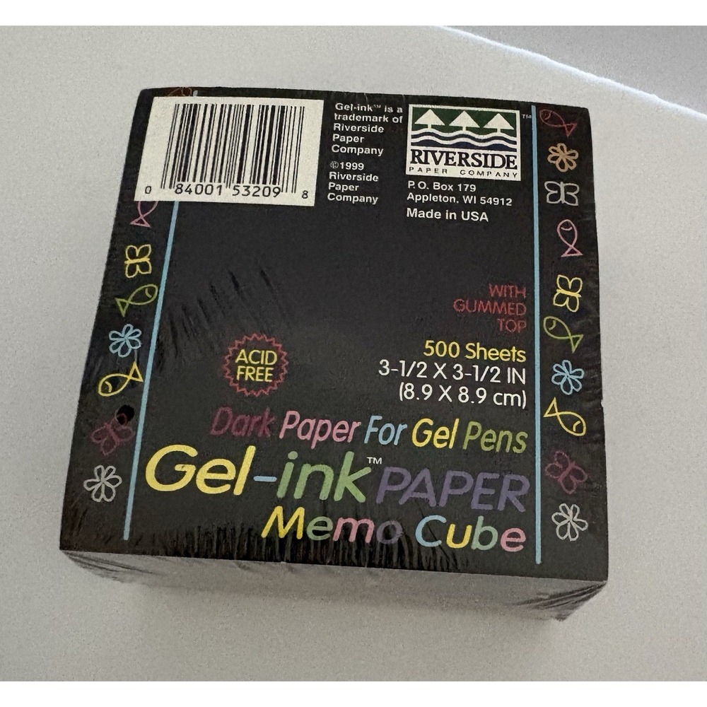 VTG 1999 Gel-ink Dark Paper Cube For Gel Pens 500 Sheets Gummed Top NEW Sealed